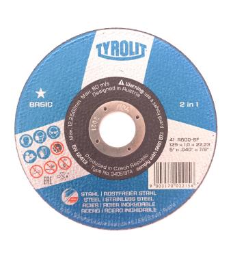 Disc Tyrolit abraziv pentru taierea metalului D125x1.0x22.23