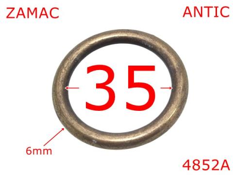 Inel rotund poseta sau geanta 35 6 zamac antic 4852A de la Metalo Plast Niculae & Co S.n.c.