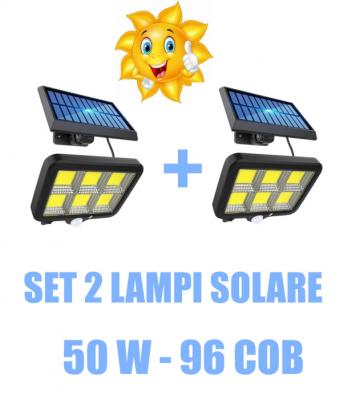 Lampa solara 50W - 96 LED COB, cu panou detasabil, 2 buc. de la Sticevrei.ro Srl