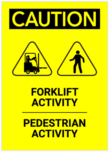 Semn Sign caution forklift activity pedestrian activity