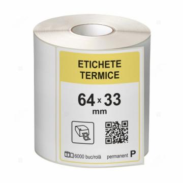 Etichete in rola, termice 64 x 33 mm, 6000 etichete/rola de la Label Print Srl