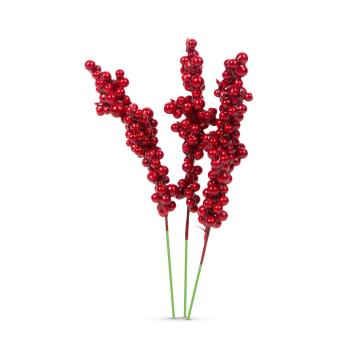Decor de Craciun - fructe de padure rosii - 8 cm