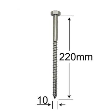 Holsurub lemn cap hexagonal 10x220mm - 25buc/cutie