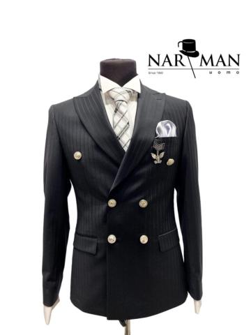 Costum negru la 4 randuri guler spitz - CSN46 de la Narman - Tuxedo