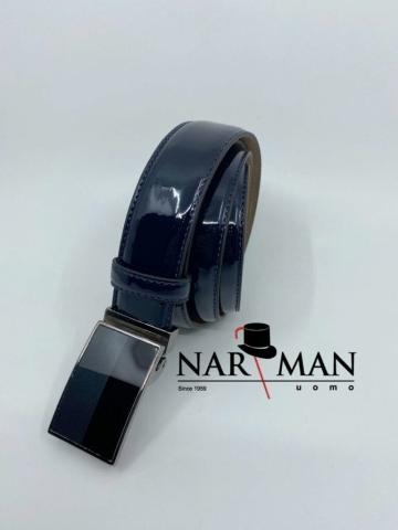 Curea piele, culoare bleumarin, lacuita, CUP27