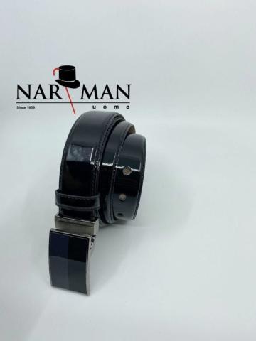 Curea piele, culoare negru, lacuita, CUP26