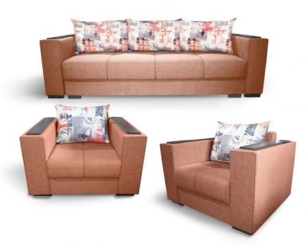 Set living canapea cu 2 fotolii 3+1+1 Solis N52 caramiziu de la Sembazuru Art Srl