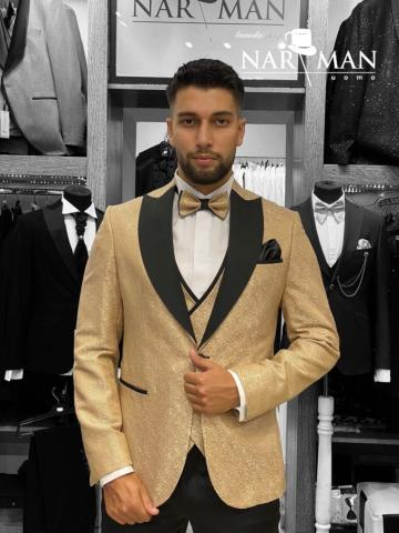 Costum mire/ginere - costum auriu regal pentru barbati de la Narman - Tuxedo