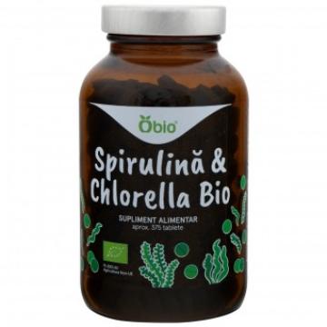 Supliment Spirulina & Chlorella, bio, 375 tablete 150g, Obio