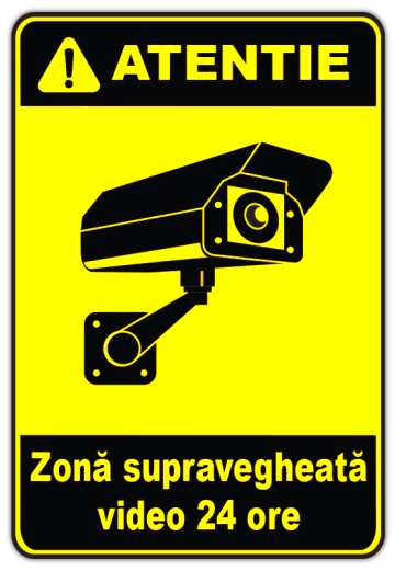 Semn pentru zona supraveghere video 24 ore de la Prevenirea Pentru Siguranta Ta G.I. Srl