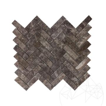 Mozaic marmura Dark Emperador Chevron polisat 2.5 x 5 cm de la Piatraonline Romania