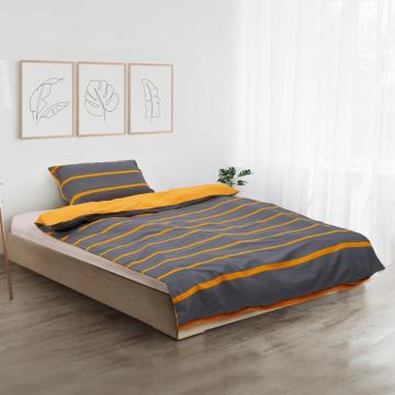 Set de pat single bumbac grey/orange