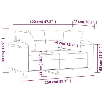 Canapea cu 2 locuri, cu perne, gri taupe, 120 cm de la Comfy Store