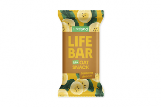 Baton de ovaz cu banane, bio, 40g, Lifebar