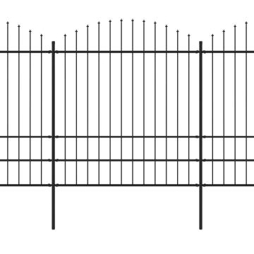Gard de gradina cu varf sulita, negru, 13,6 m, otel