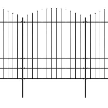 Gard de gradina cu varf sulita, negru, 8,5 m, otel de la VidaXL