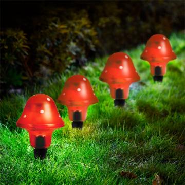 Lampa solara ciuperca LED - rosu - 11 cm de la Mobilab Creations Srl