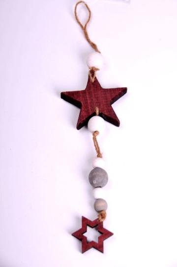 Ghirlanda ornament Craciun, stea, maro, 50cm de la Distinctiv Store Srl