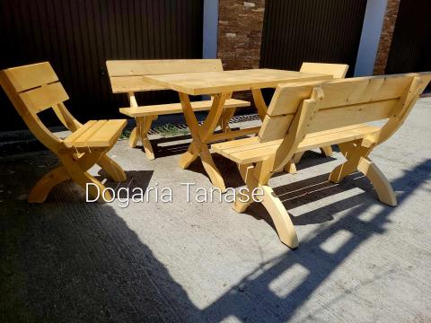 Masa lemn masiv echipata cu scaune sau bancute Bucuresti de la PFA Tanase Victor