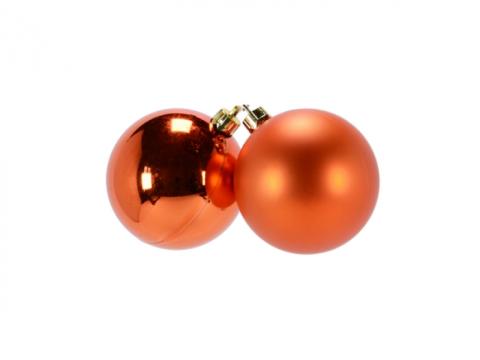 Set 2 globuri de Craciun 100mm metalizat, satinat portocaliu