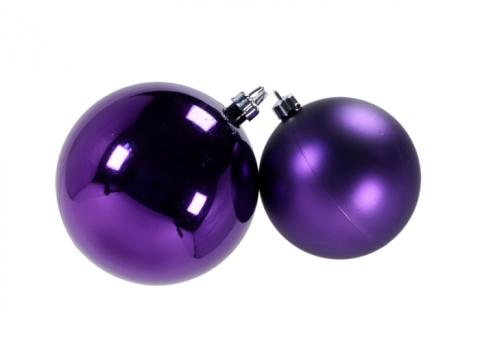 Set 2 globuri de Craciun 100mm metalizat si satinat violet
