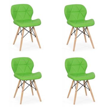 Set 4 scaune de bucatarie din piele si lemn-verde