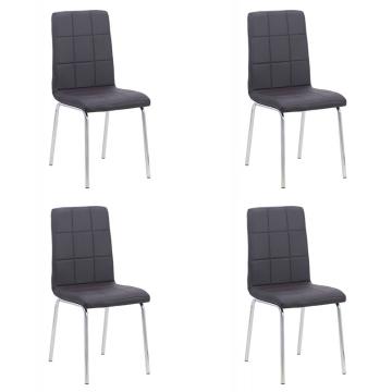 Set 4 scaune de bucatarie cadru metalic cromat-maro