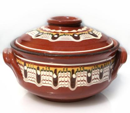 Vas din lut, ceramica, cu capac Raki 650ml Troianska Sarca de la Kalina Textile SRL