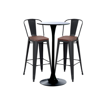 Set bar/cafenea, masa neagra 60x101cm si doua scaune Raki de la Kalina Textile SRL
