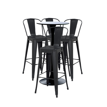 Set bar/cafenea, masa neagra 60x101cm si patru scaune Raki de la Kalina Textile SRL