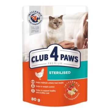 Hrana plic pisici sterilizate cu pui 80g - Club 4 Paws