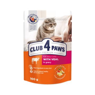 Hrana plic pisica vita in sos 100g - Club 4 Paws