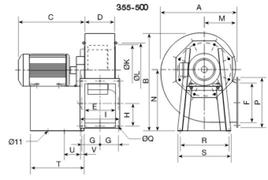 Ventilator centrifugal 400grd CRMT/6- 355/145 1.5Kw