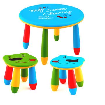 Set mobilier copii Raki, plastic, masa rotunda Slante de la Kalina Textile SRL