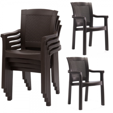 Set 6 scaune Raki Roma Rattan culoare cafea 57x60xh90cm