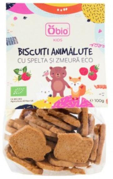 Biscuiti animalute cu spelta si zmeura bio100g Obio