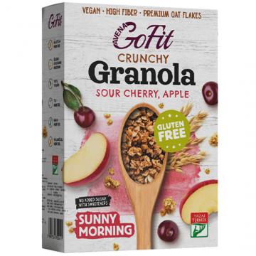 Granola fara gluten cu visine si mere, cu indulcitori 250g de la Naturking Srl