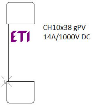 Siguranta fuzibila cilindrice CH10x38 gPV 14A/1000V DC eti