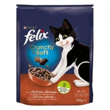 Hrana Felix Crunchy&Soft, pui si curcan cu legume 950g de la Supermarket Pentru Tine Srl