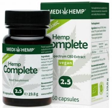 Supliment Hemp Complete cu CBD 2,5% bio, 60 capsule Medihemp