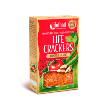 Paine Lifecrackers cu rosii si ierburi raw eco 90g