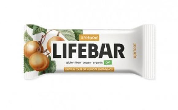 Baton cu caise Lifebar, raw, bio, 40g, Lifefood de la Supermarket Pentru Tine Srl