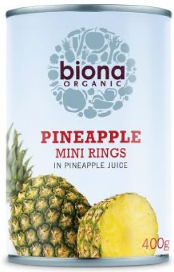 Rondele mini de ananas in suc de ananas eco 400g Biona de la Supermarket Pentru Tine Srl