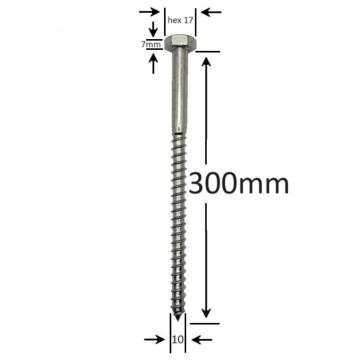 Holsurub lemn cap hexagonal 10x300mm - 25buc/cutie