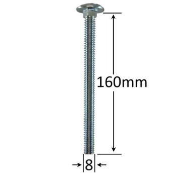 Surub filet metric cap bombat torbant M8x160mm - 50buc/cutie de la Marisim Total Instal Srl