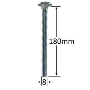 Surub filet metric cap bombat torbant M8x180mm - 50buc/cutie