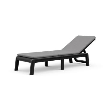 Sezlong Formentera din plastic cu perna, grafit-gri deschis
