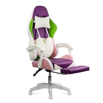 Scaun gaming cu iluminare si suport picioare OFF 298 mov de la European Med Prod