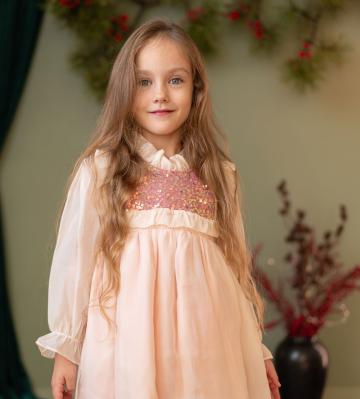 Rochie roz din organza cu matase Odette de la Julies Boutique Srl