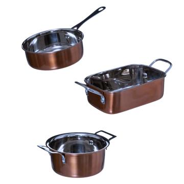 Set 3 mini vase prezentare din inox cuprat